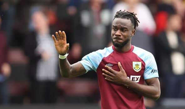 Maxwel Cornet in tears while donning a Burnley jersey