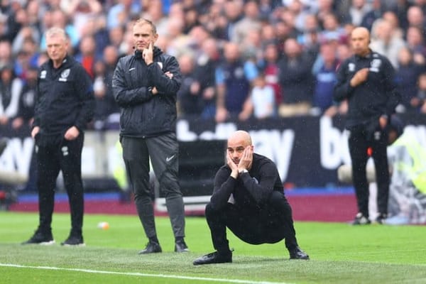 Guardiola watched on as his team failed to maintain their three point lead at the top of the table